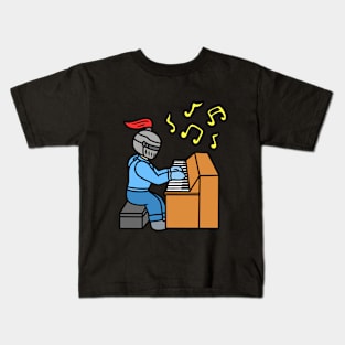 Cute cartoon knight playing piano Kids T-Shirt